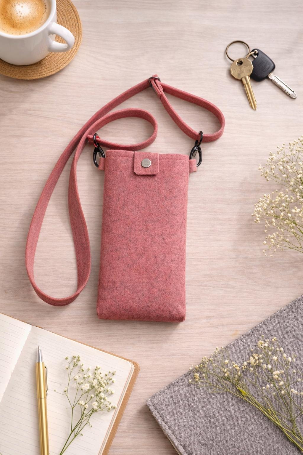 Merino vilnas filca telefona maciņš